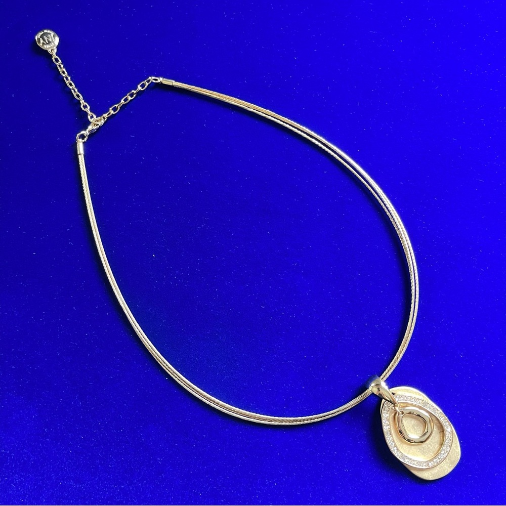 JNY Goldtone Choker Style Drop Pendant Necklace